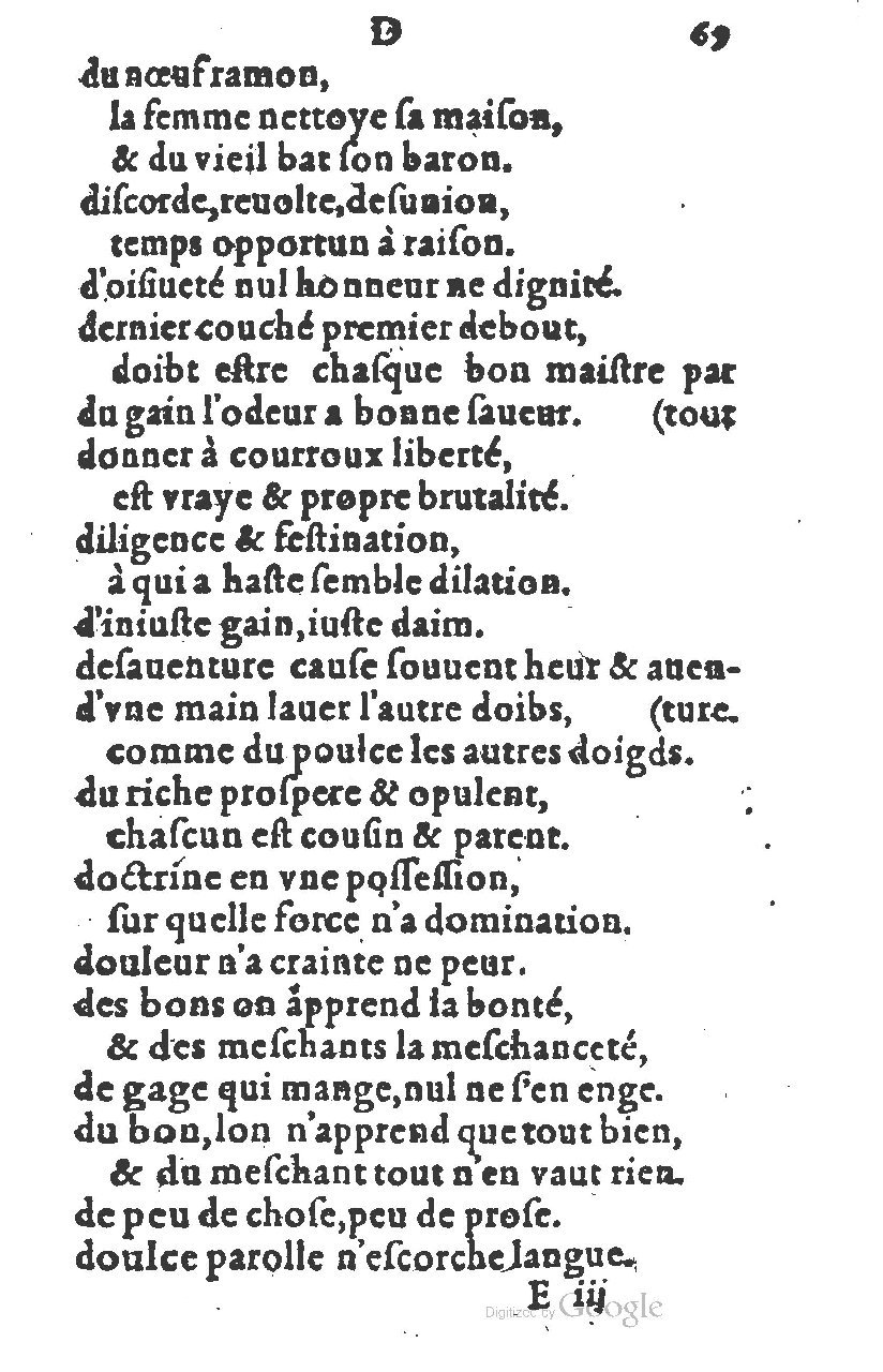 1581 - Nicolas Bonfons  - Trésor des sentences dorées - Princeton