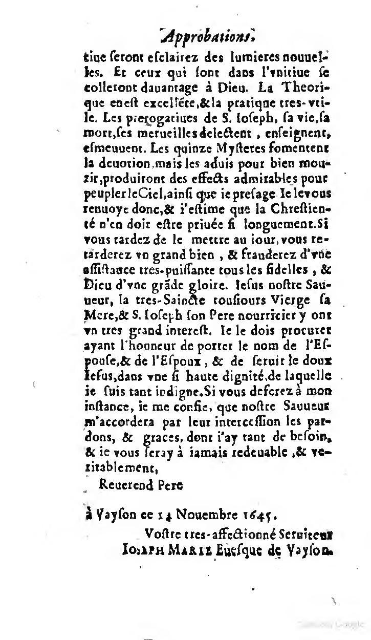 1646 - Jean Piot - Trésor inestimable de Saint-Joseph - BNC Rome