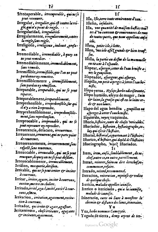 1616 - Veuve Marc Orry - Trésor des deux langues espagnole et française (Première et Seconde parties) - BM Lyon