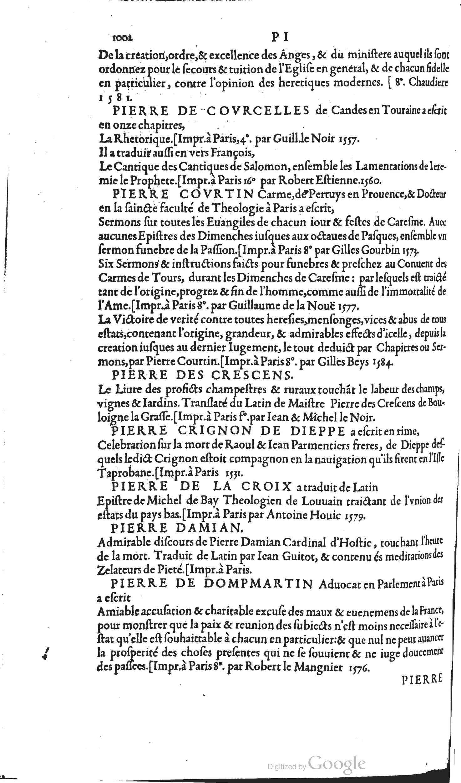 1585 - Barthélemy Honorat - Bibliothèques françaises - BSB Munich