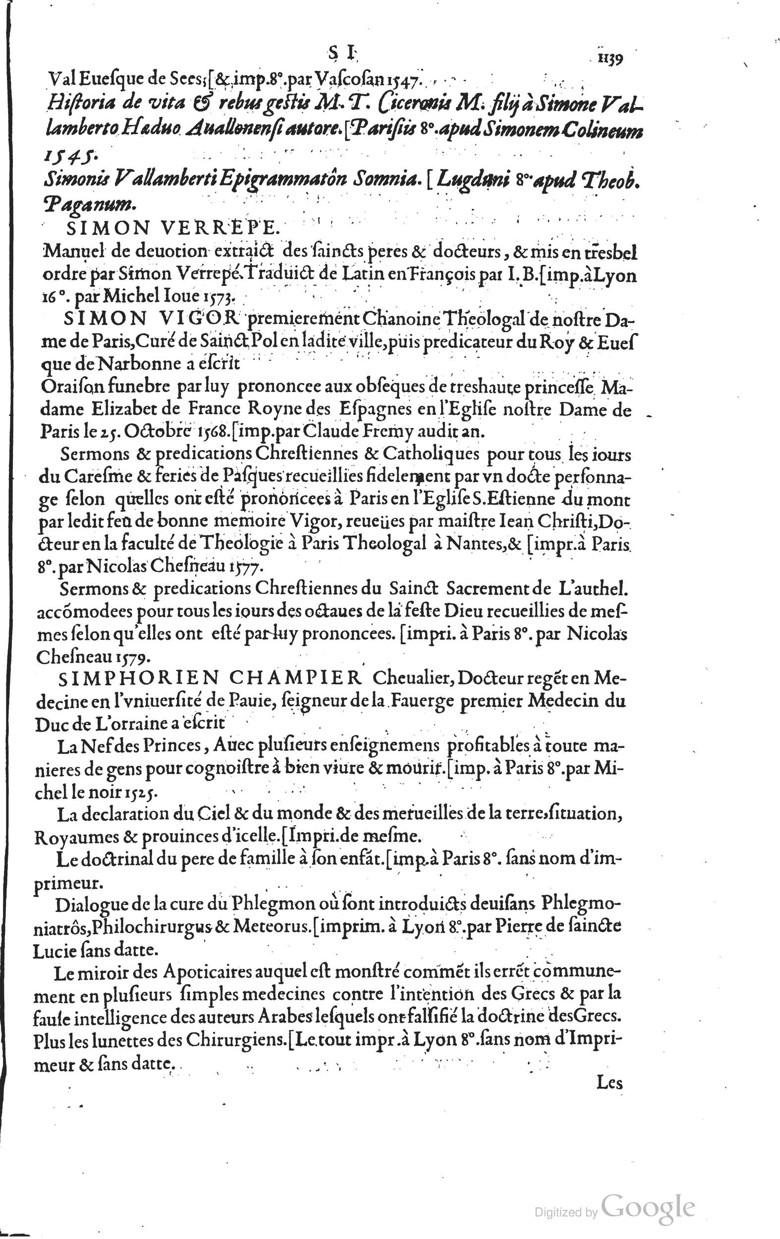1585 - Barthélemy Honorat - Bibliothèques françaises - BSB Munich