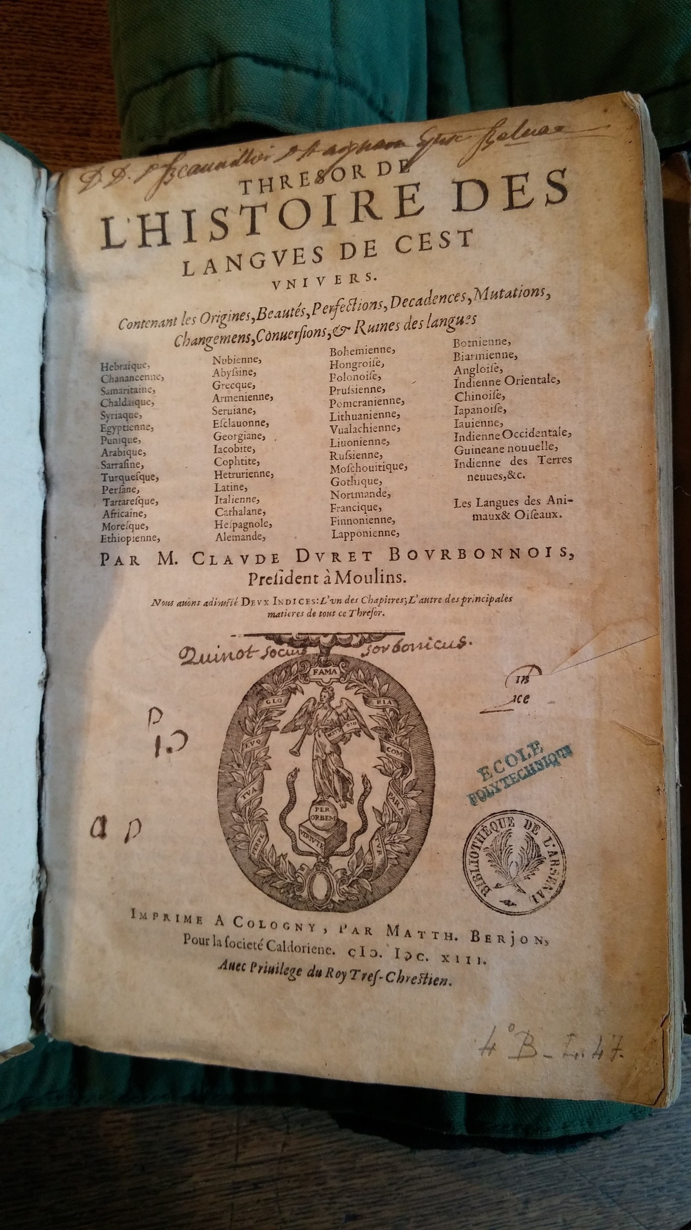1613 - Matthieu Berjon - Trésor de l’histoire des langues de cet univers - BnF Arsenal 1613 - Matthieu Berjon - Trésor de l’histoire des langues de cet univers - BnF Arsenal