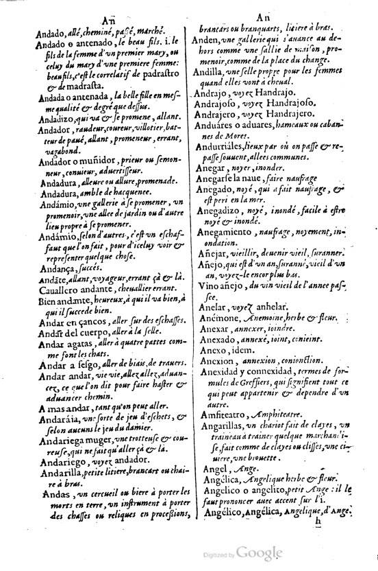 1621 - Adrian Tiffaine - Trésor des deux langues espagnole et française - BM Lyon