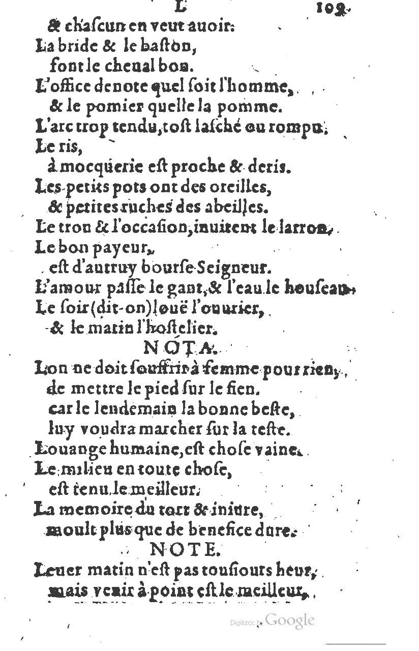 1581 - Nicolas Bonfons  - Trésor des sentences dorées - Princeton