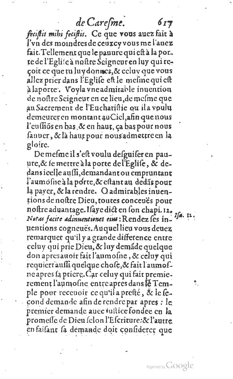 1607 - Nicolas Du Fossé - Trésor quadragésimal - T 01 - BM Lyon