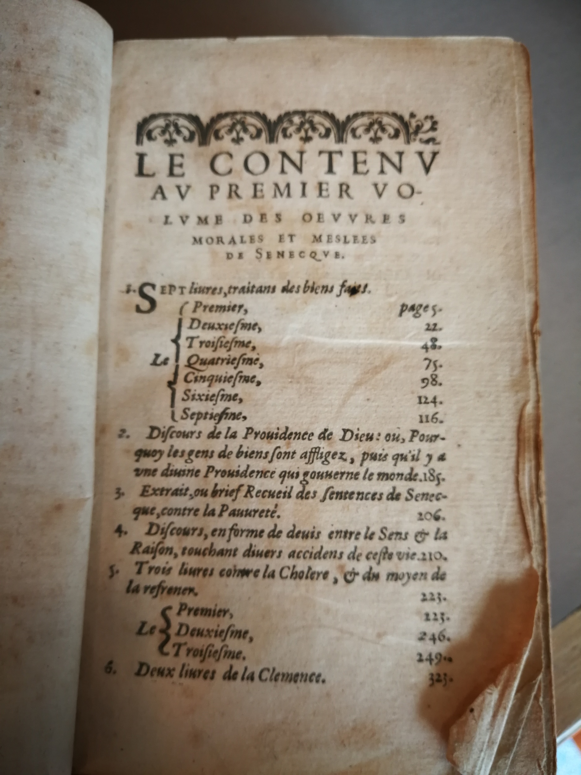1606 - Jean Arnaud - Œuvres morales et mêlées de Sénèque, Trésor de philosophie morale - BM Marseille