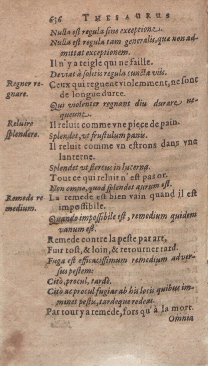 1612 - Dominicus Custos - Trésor des proverbes français  - Bibliopol-Olomuc