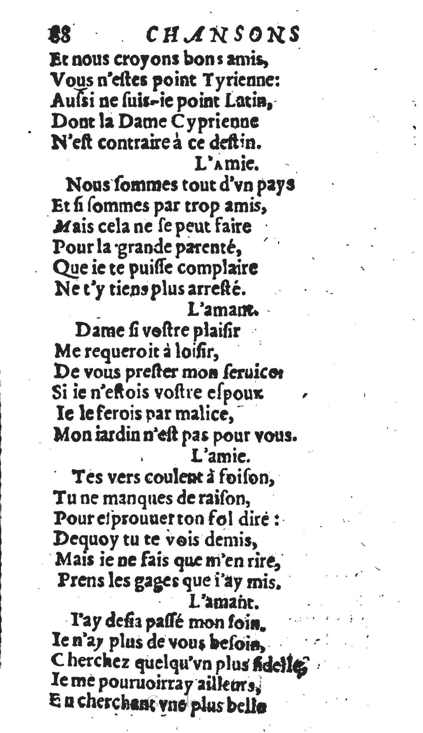 1606 - Théodore Reinsart - Trésor des chansons amoureuses recueillies des plus excellents airs de cour - Livre II - NK ČR Prague