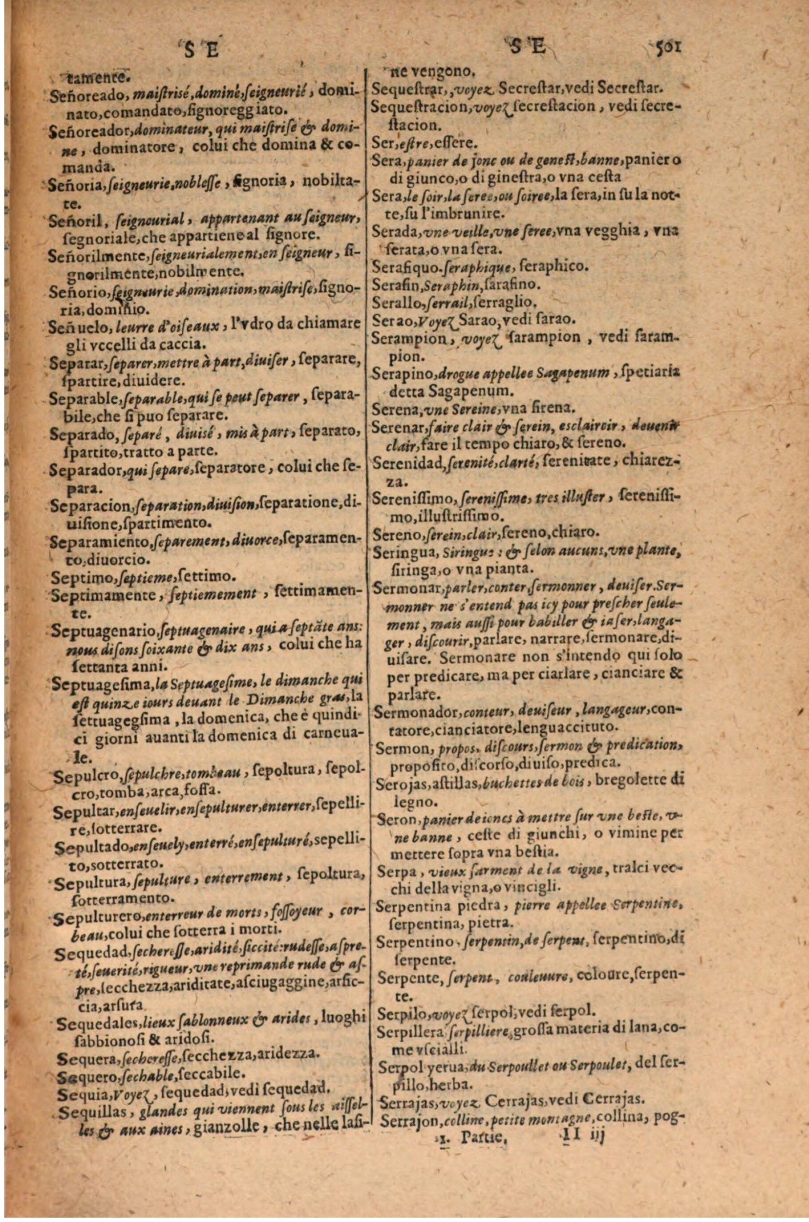 1606 - Samuel Crespin - Thresor des trois langues, francoise, italiene et espagnolle - BSB Munich