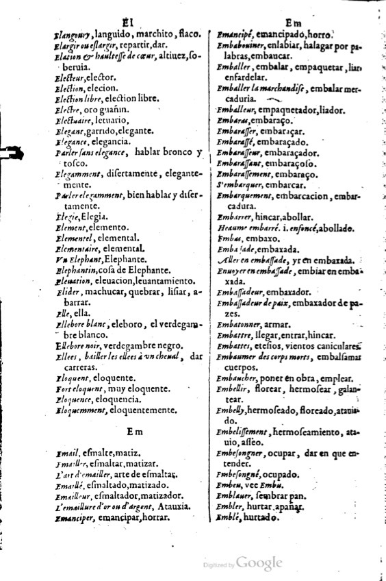 1621 - Adrian Tiffaine - Trésor des deux langues espagnole et française - BM Lyon