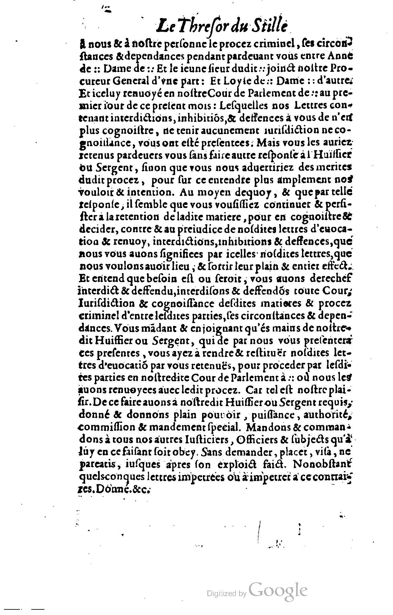 1614 - Jean Richer - Trésor du nouveau style et protocole de la chancellerie de France - BSB Munich
