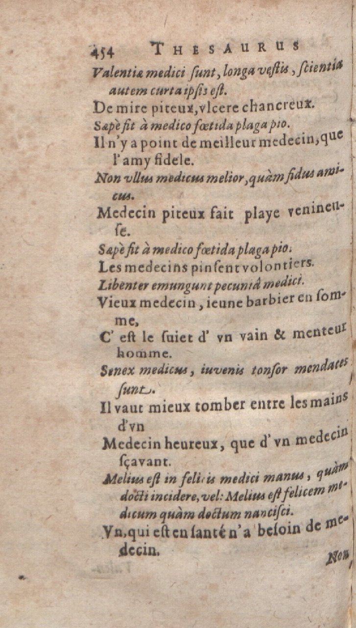 1612 - Dominicus Custos - Trésor des proverbes français  - Bibliopol-Olomuc