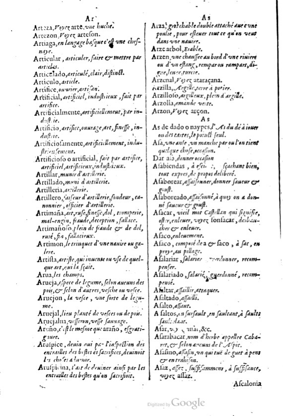 1621 - Adrian Tiffaine - Trésor des deux langues espagnole et française - BM Lyon