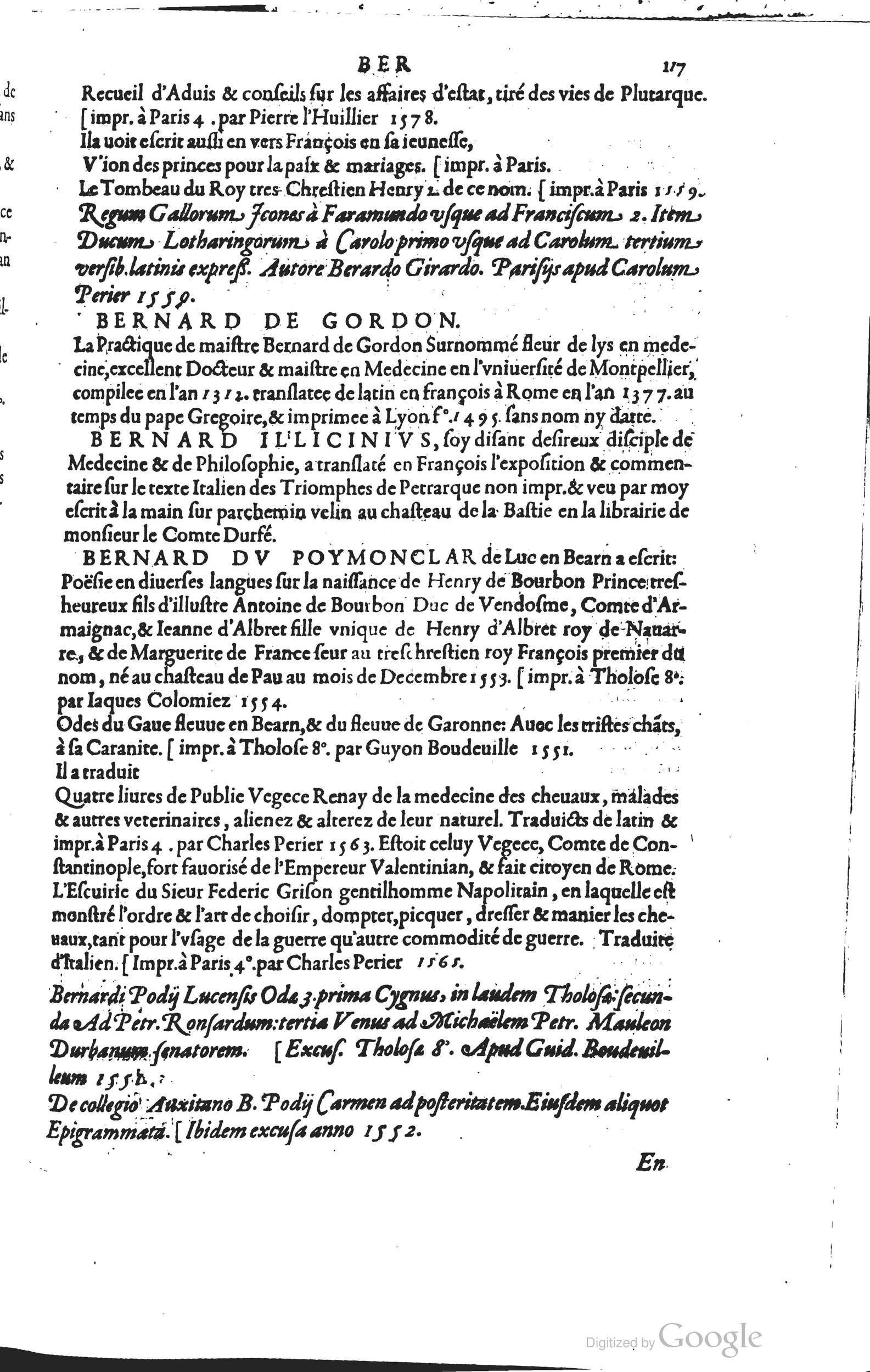 1585 - Barthélemy Honorat - Bibliothèques françaises - BSB Munich