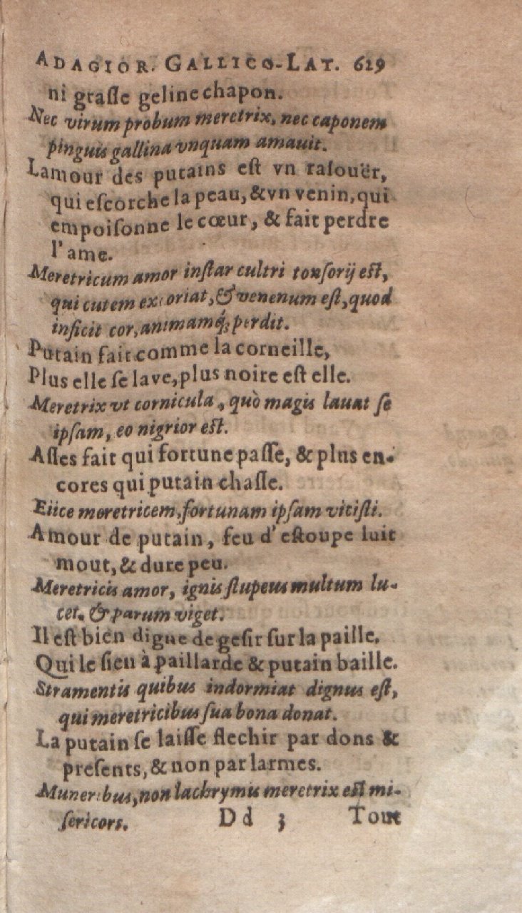1612 - Dominicus Custos - Trésor des proverbes français  - Bibliopol-Olomuc