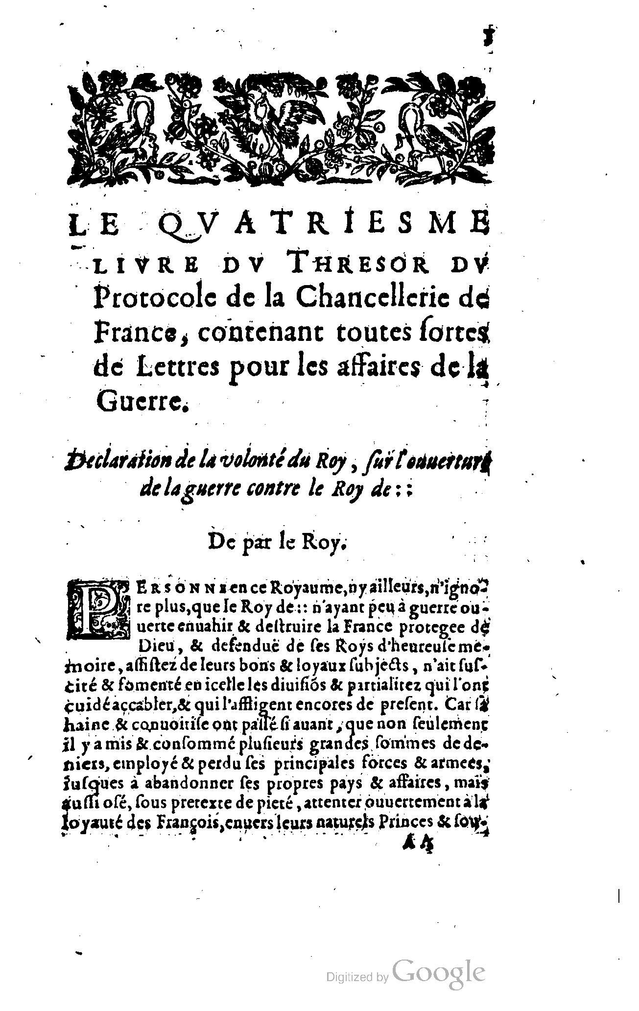 1614 - Jean Richer - Trésor du nouveau style et protocole de la chancellerie de France - BSB Munich