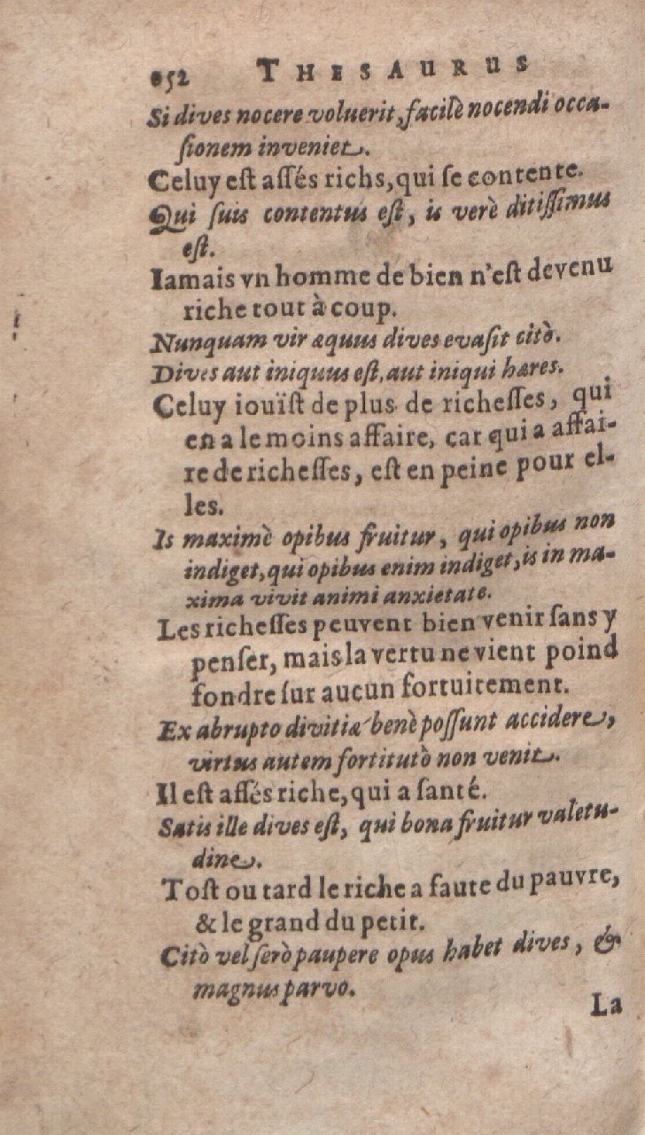 1612 - Dominicus Custos - Trésor des proverbes français  - Bibliopol-Olomuc