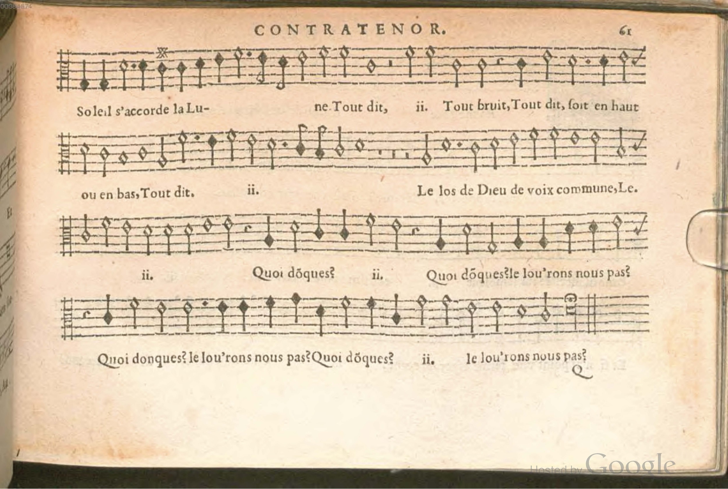1576 - [Pierre de Saint-André] - Trésor de musique d’Orlande de Lassus Contratenor - BSB Munich