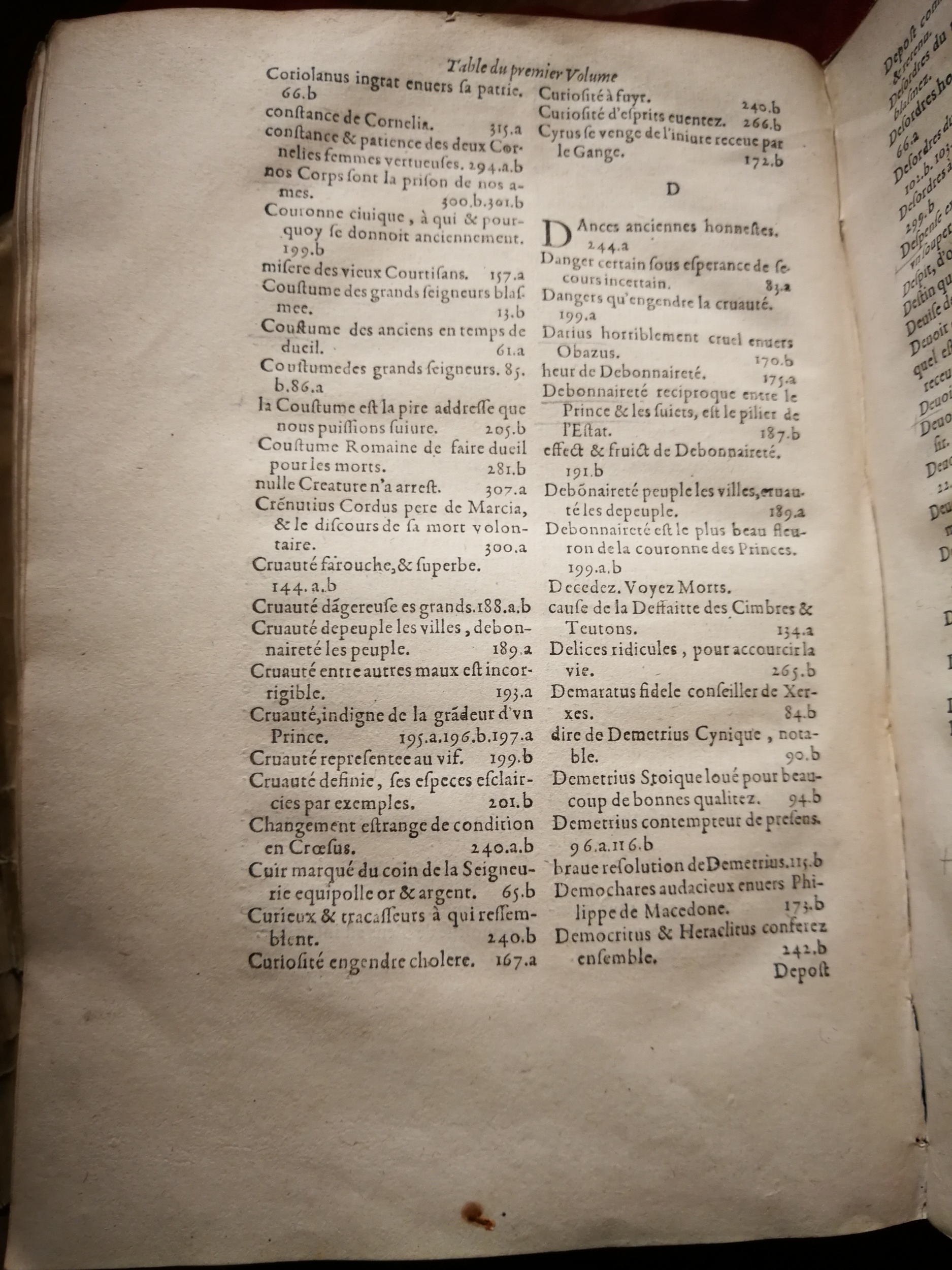 1595 - Jean Houzé - Œuvres morales et mêlées de Sénèque, Trésor de philosophie morale - T. 1 - BnF