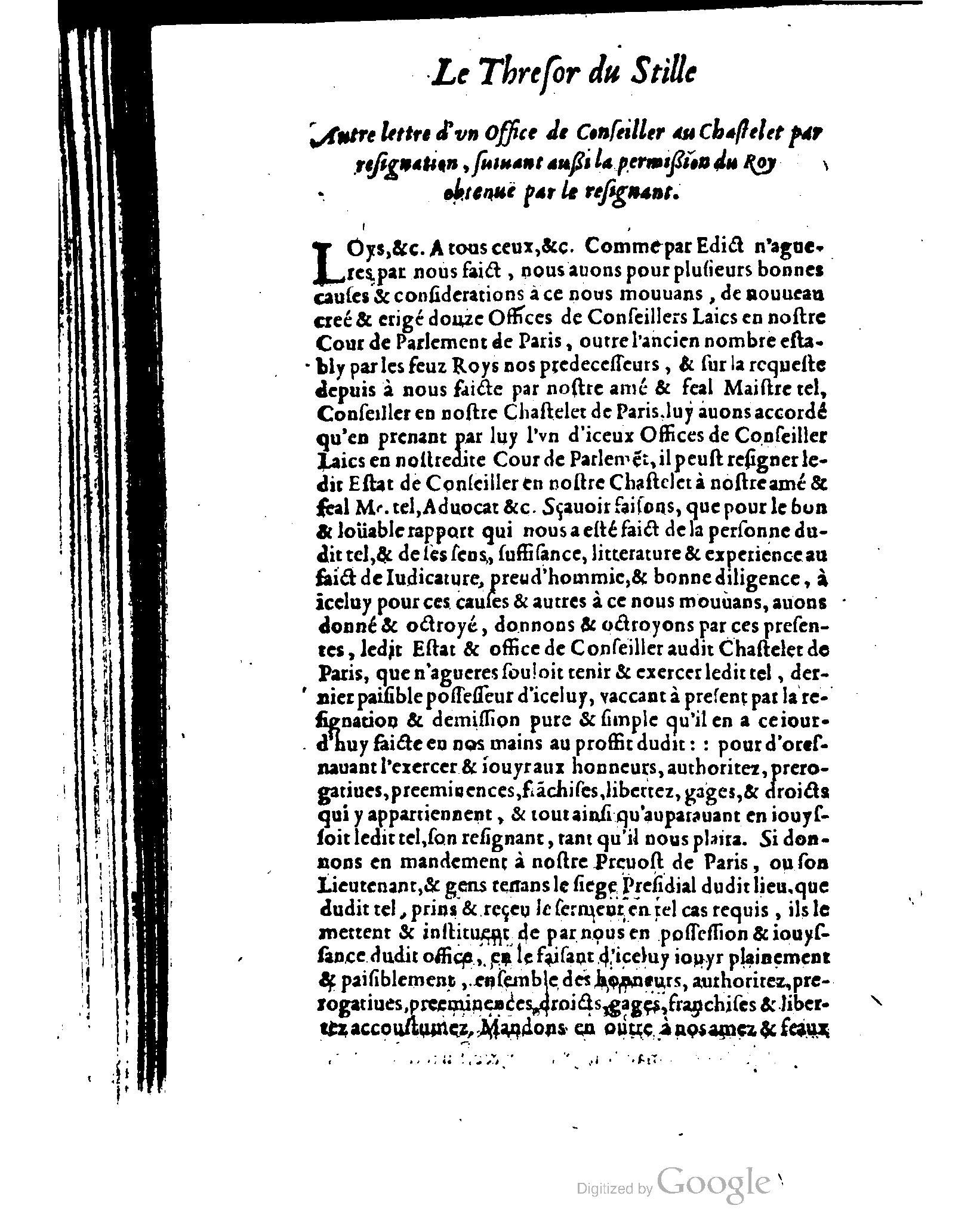 1614 - Jean Richer - Trésor du nouveau style et protocole de la chancellerie de France - BSB Munich