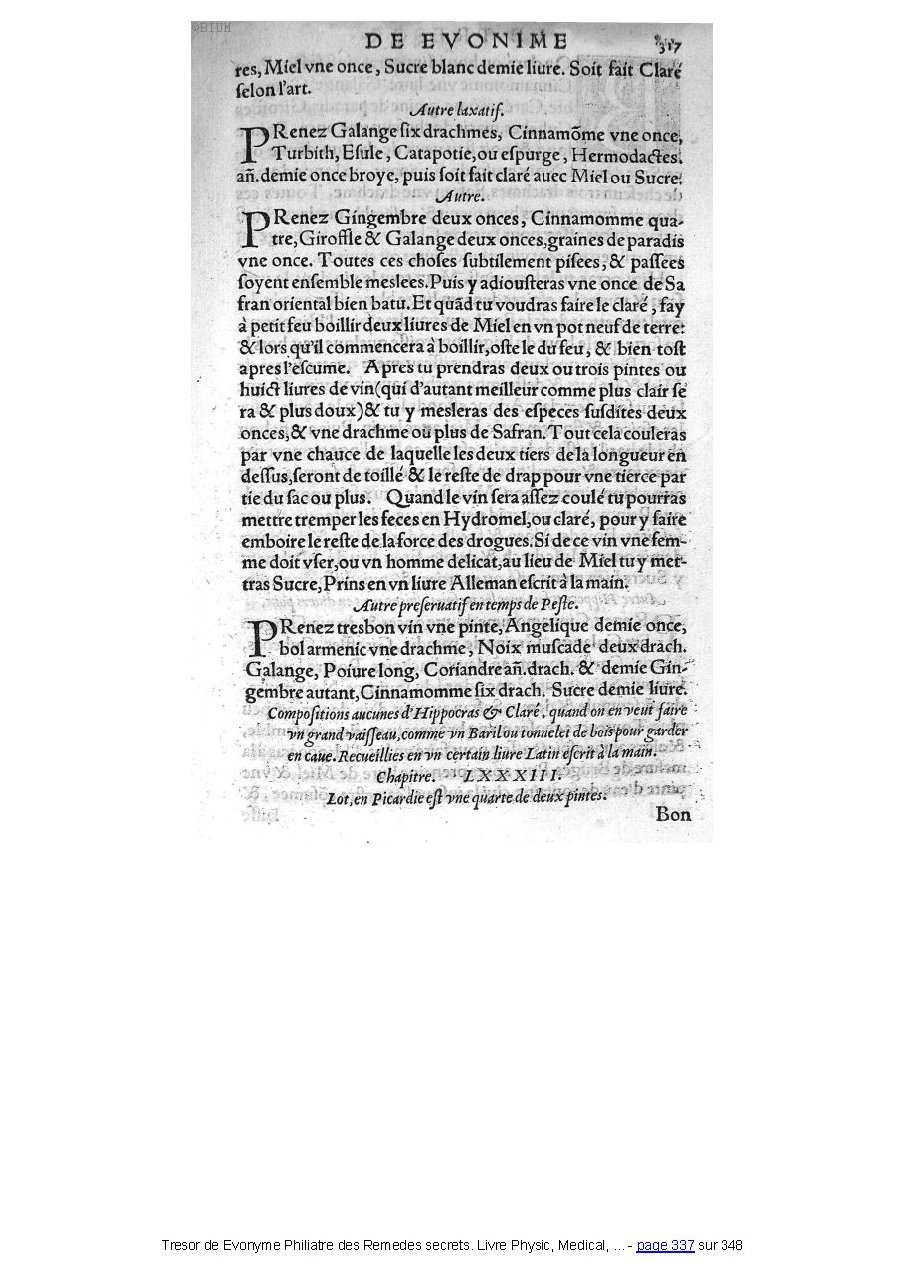 1555 - Balthazar Arnoullet - Trésor d’Évonyme Philiatre - Université Paris Cité