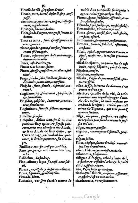 1621 - Adrian Tiffaine - Trésor des deux langues espagnole et française - BM Lyon