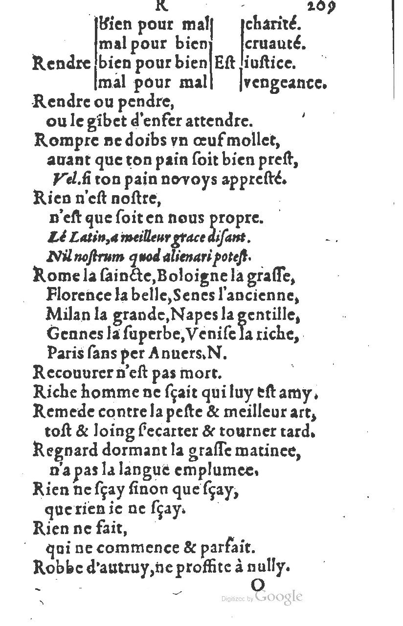 1581 - Nicolas Bonfons  - Trésor des sentences dorées - Princeton