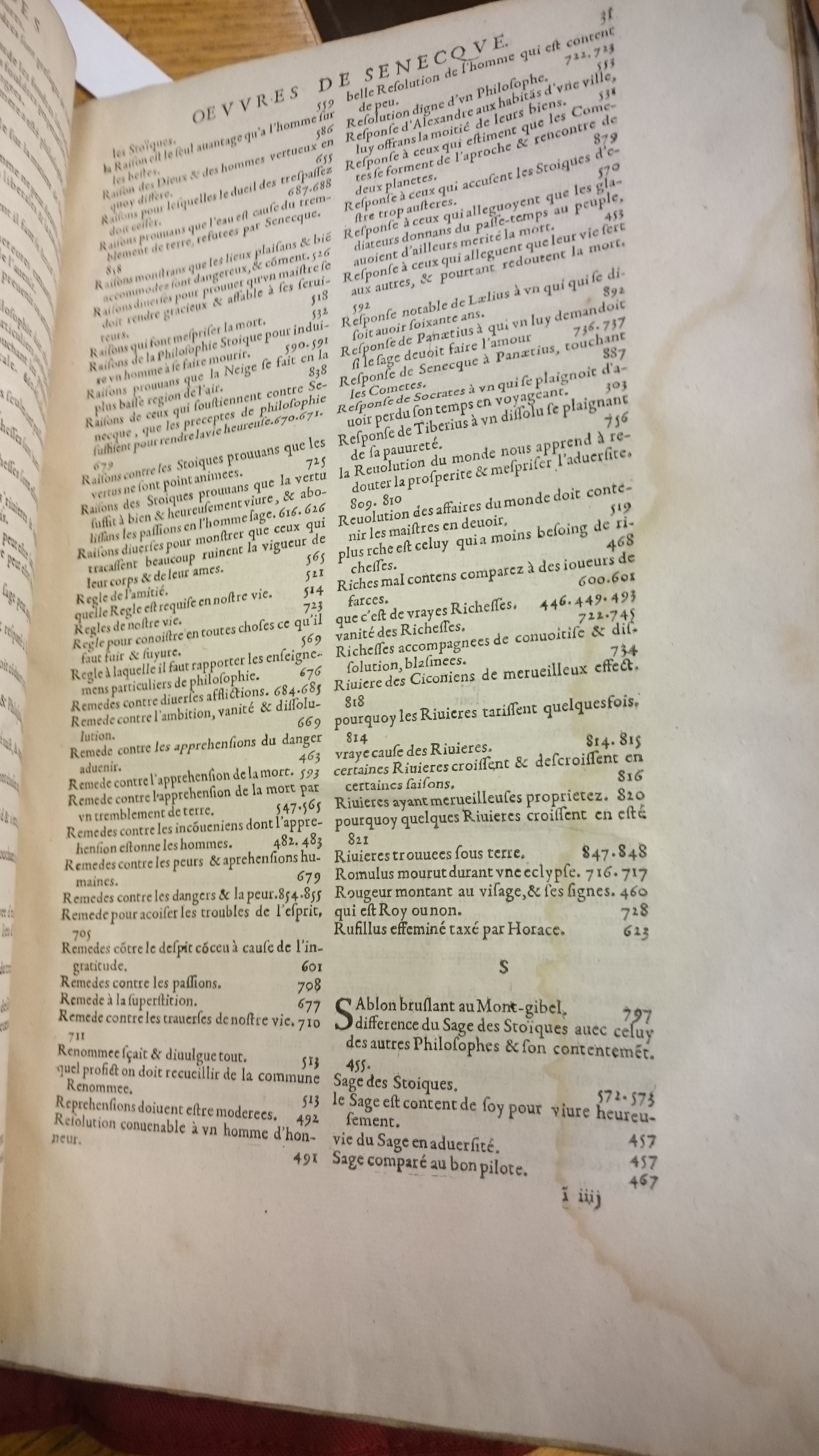 1598 - Jean Houzé - Œuvres morales et mêlées de Sénèque, Trésor de philosophie morale - BM Lyon