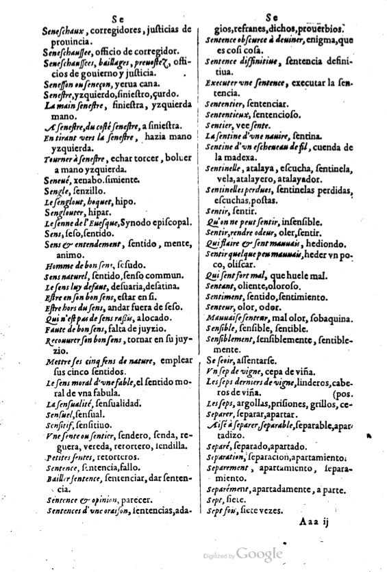 1621 - Adrian Tiffaine - Trésor des deux langues espagnole et française - BM Lyon