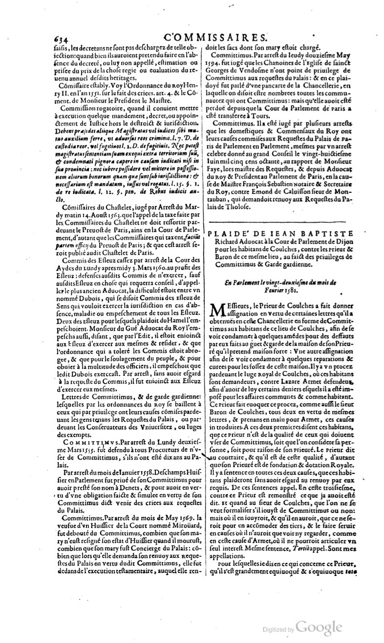 1629 - Veuve Nicolas Buon - Trésor du droit français (29620 T. 1) - BM Lyon