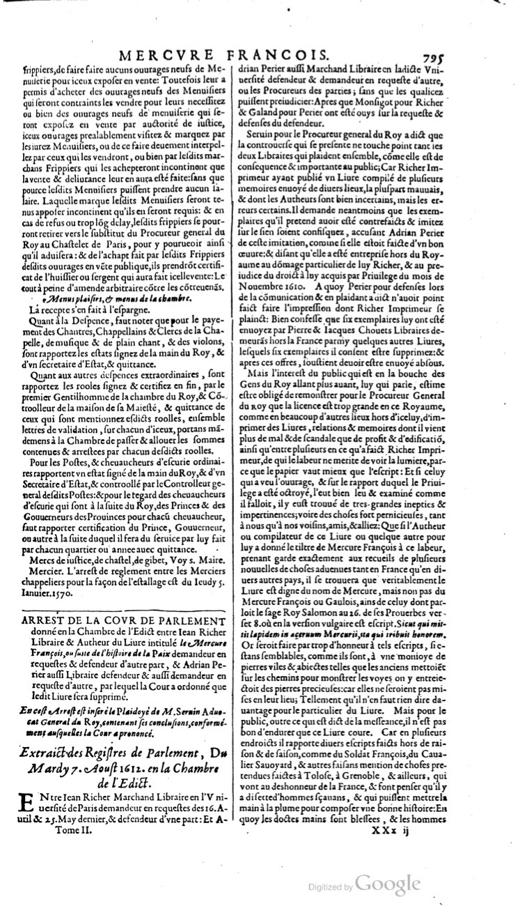 1629 - Veuve Nicolas Buon - Trésor du droit français (21754 T. 2) - BM Lyon