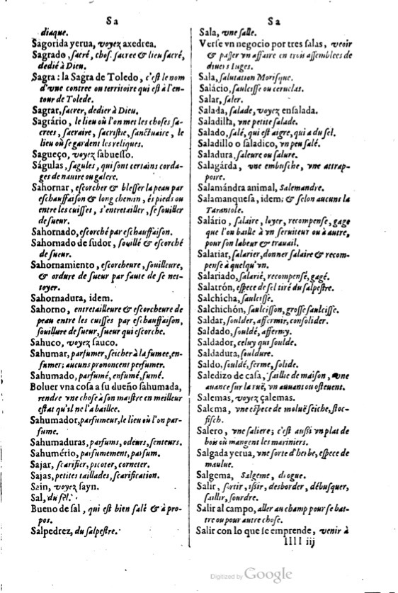 1621 - Adrian Tiffaine - Trésor des deux langues espagnole et française - BM Lyon