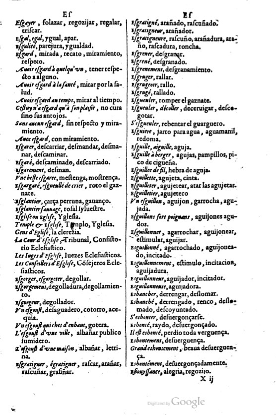 1621 - Adrian Tiffaine - Trésor des deux langues espagnole et française - BM Lyon