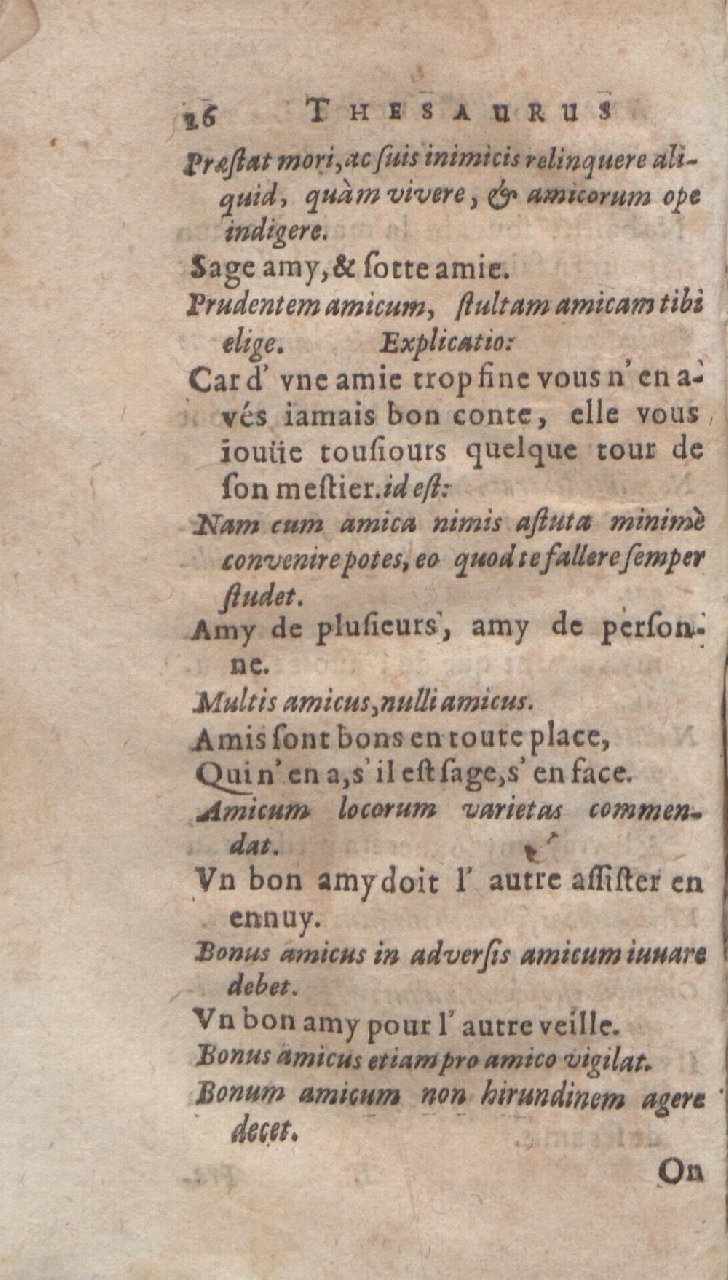 1612 - Dominicus Custos - Trésor des proverbes français  - Bibliopol-Olomuc