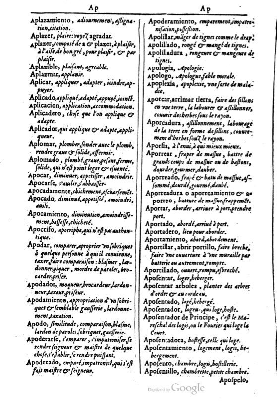 1616 - Veuve Marc Orry - Trésor des deux langues espagnole et française (Première et Seconde parties) - BM Lyon