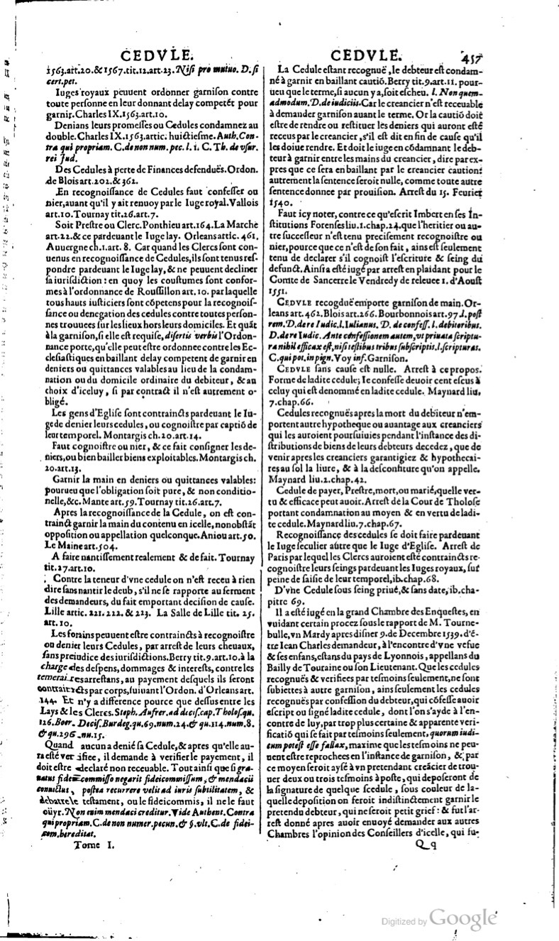 1629 - Veuve Nicolas Buon - Trésor du droit français (29620 T. 1) - BM Lyon