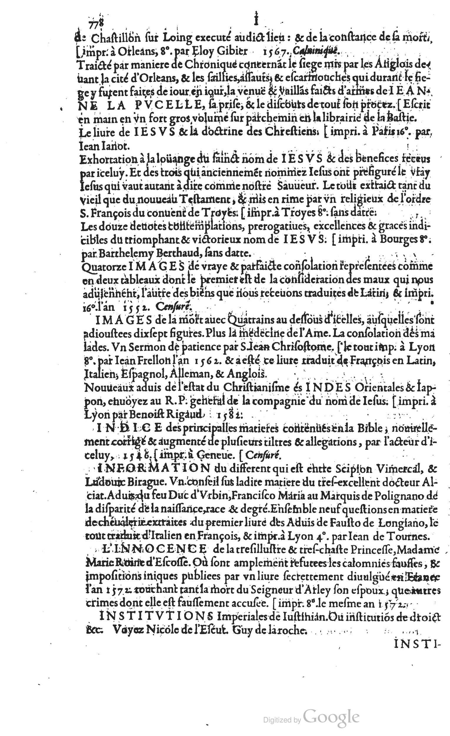 1585 - Barthélemy Honorat - Bibliothèques françaises - BSB Munich