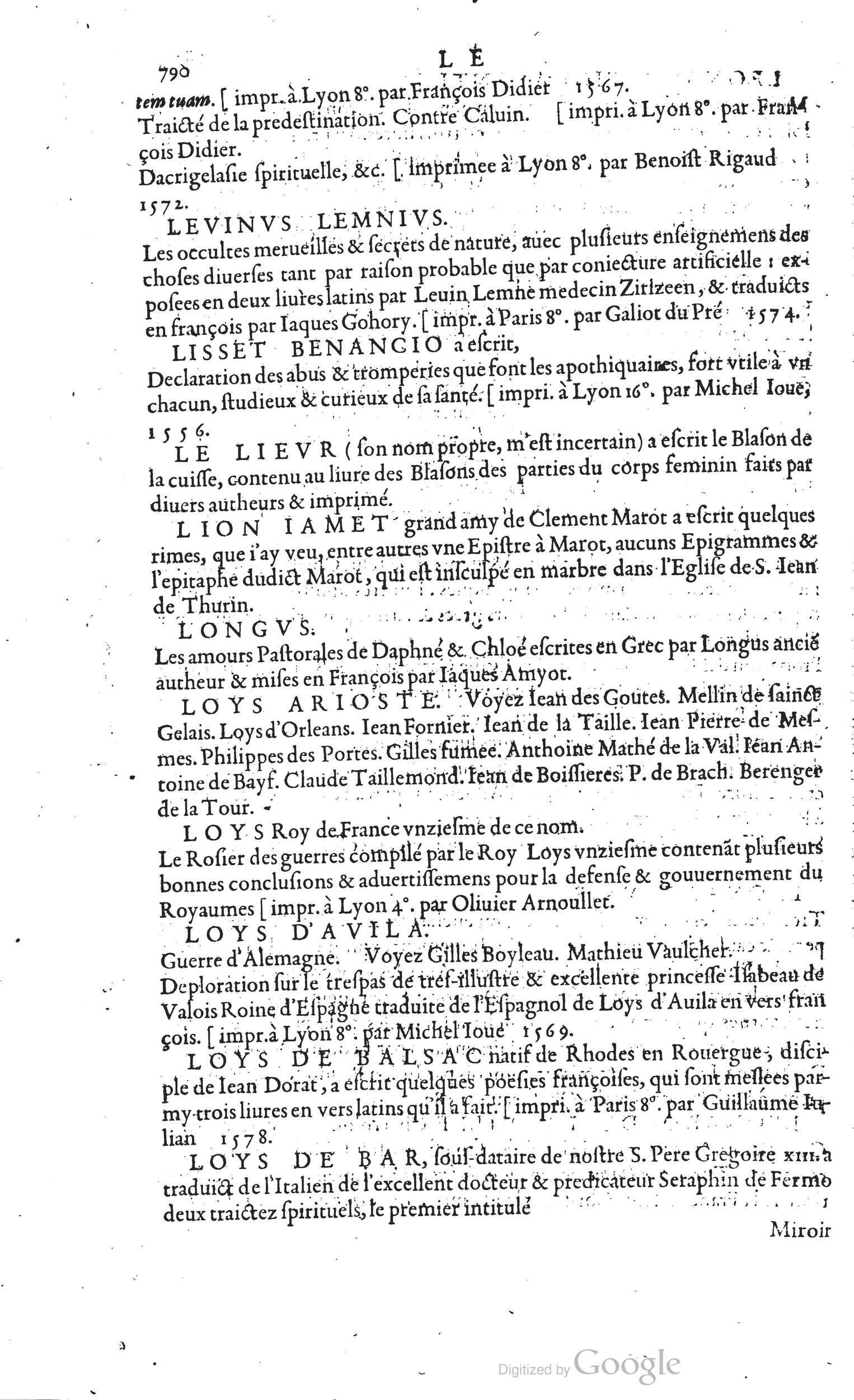 1585 - Barthélemy Honorat - Bibliothèques françaises - BSB Munich