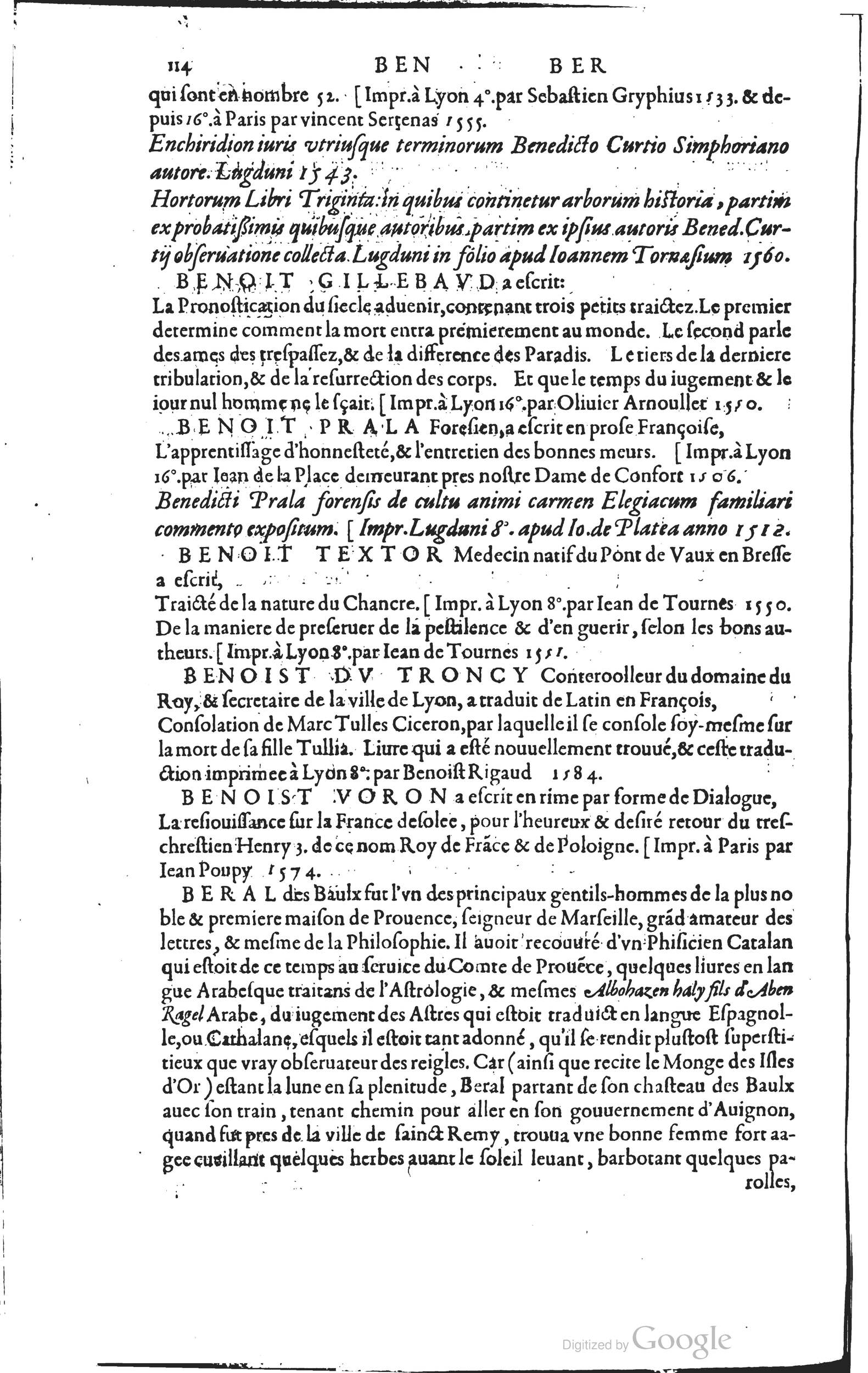 1585 - Barthélemy Honorat - Bibliothèques françaises - BSB Munich