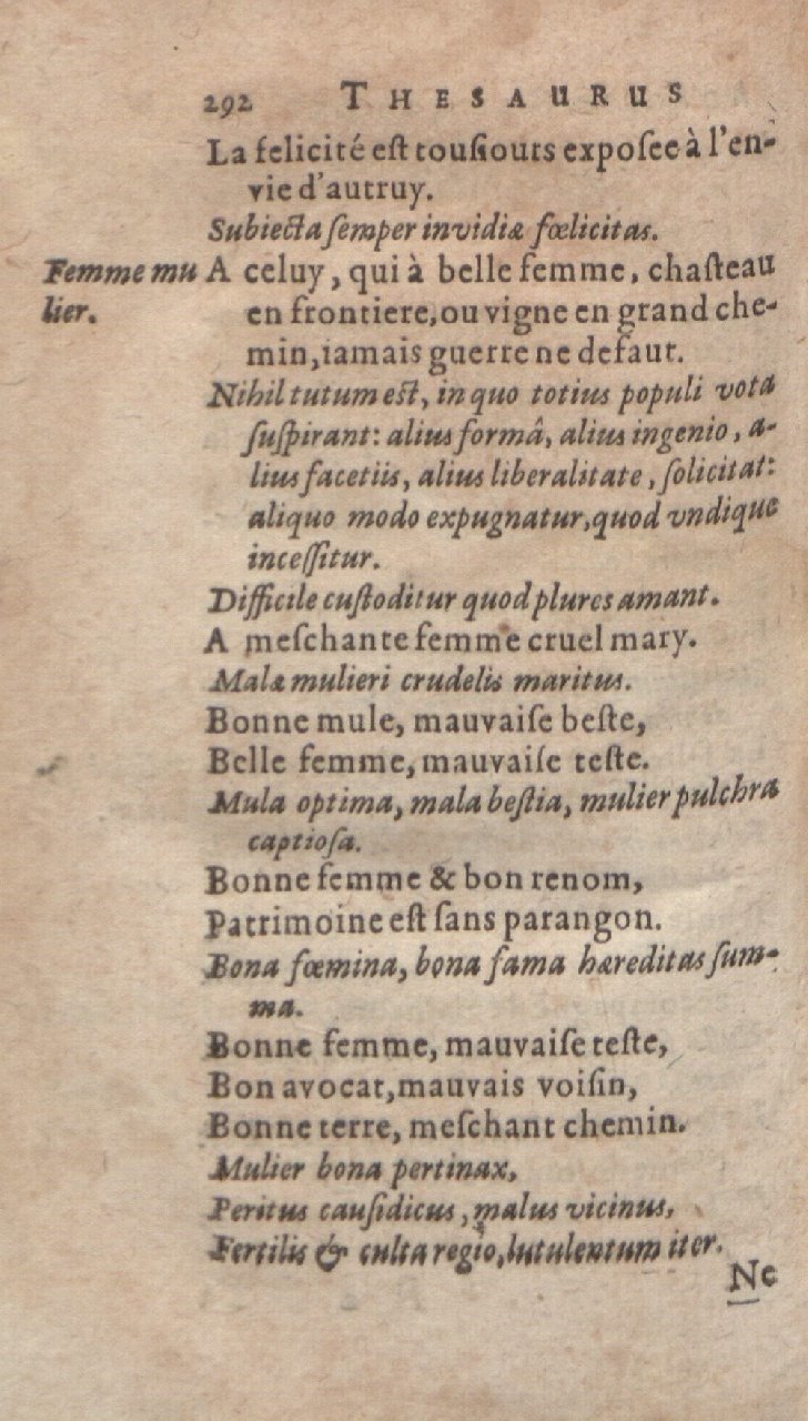 1612 - Dominicus Custos - Trésor des proverbes français  - Bibliopol-Olomuc
