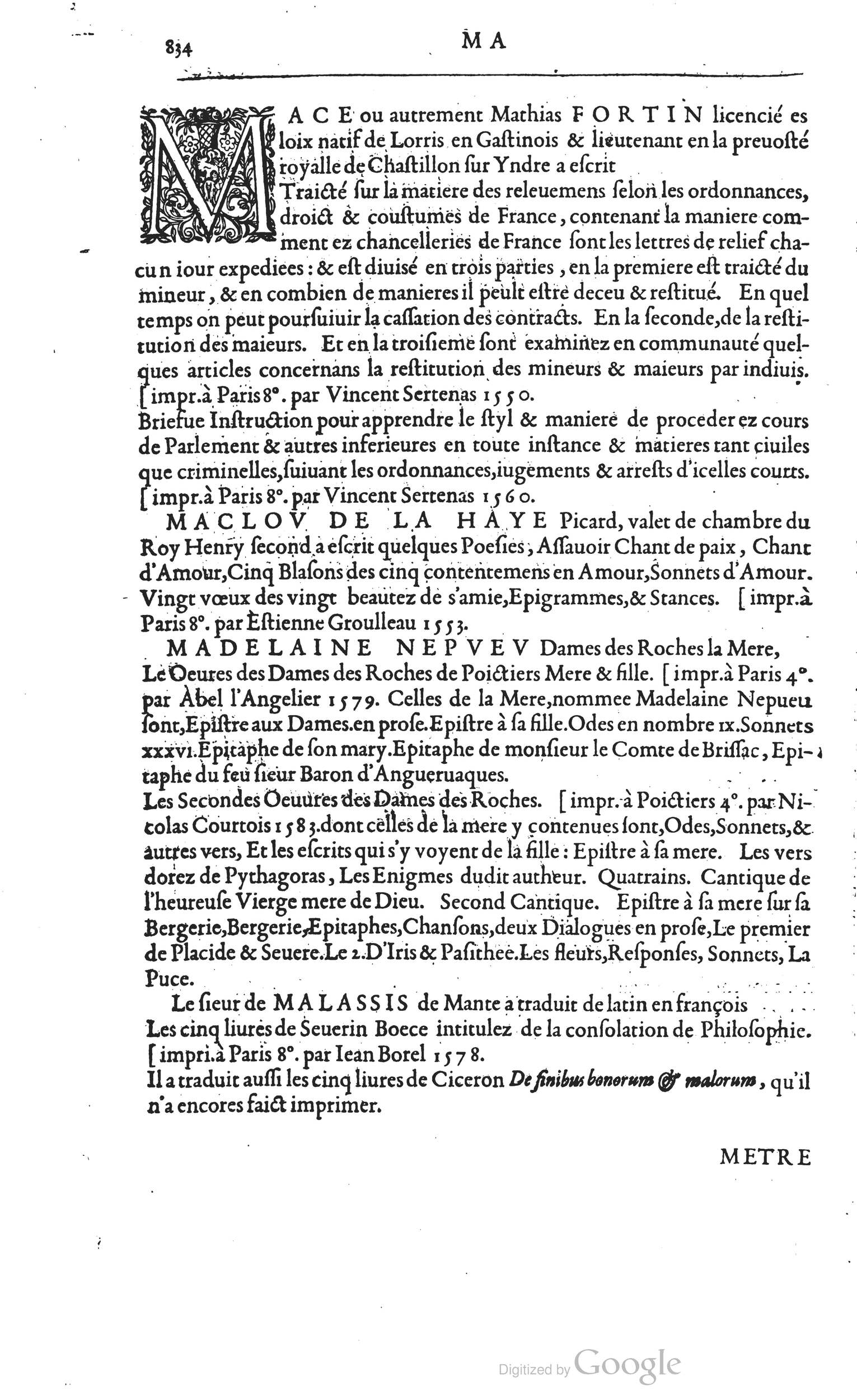 1585 - Barthélemy Honorat - Bibliothèques françaises - BSB Munich
