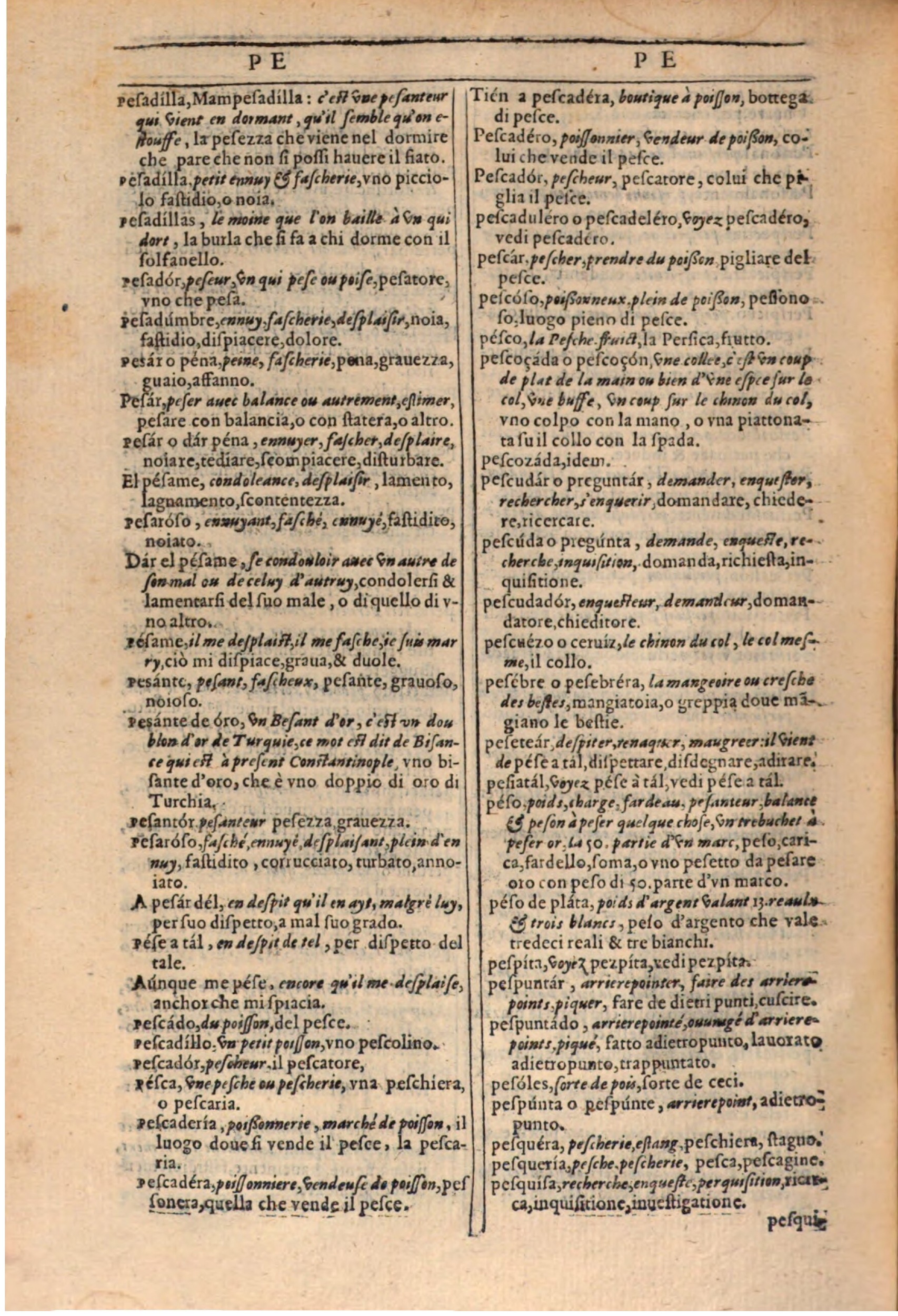 1609 - Philippe Albert et Alexandre Pernet - Trésor des trois langues française, italienne et espagnole (Première partie) - BSB Munich