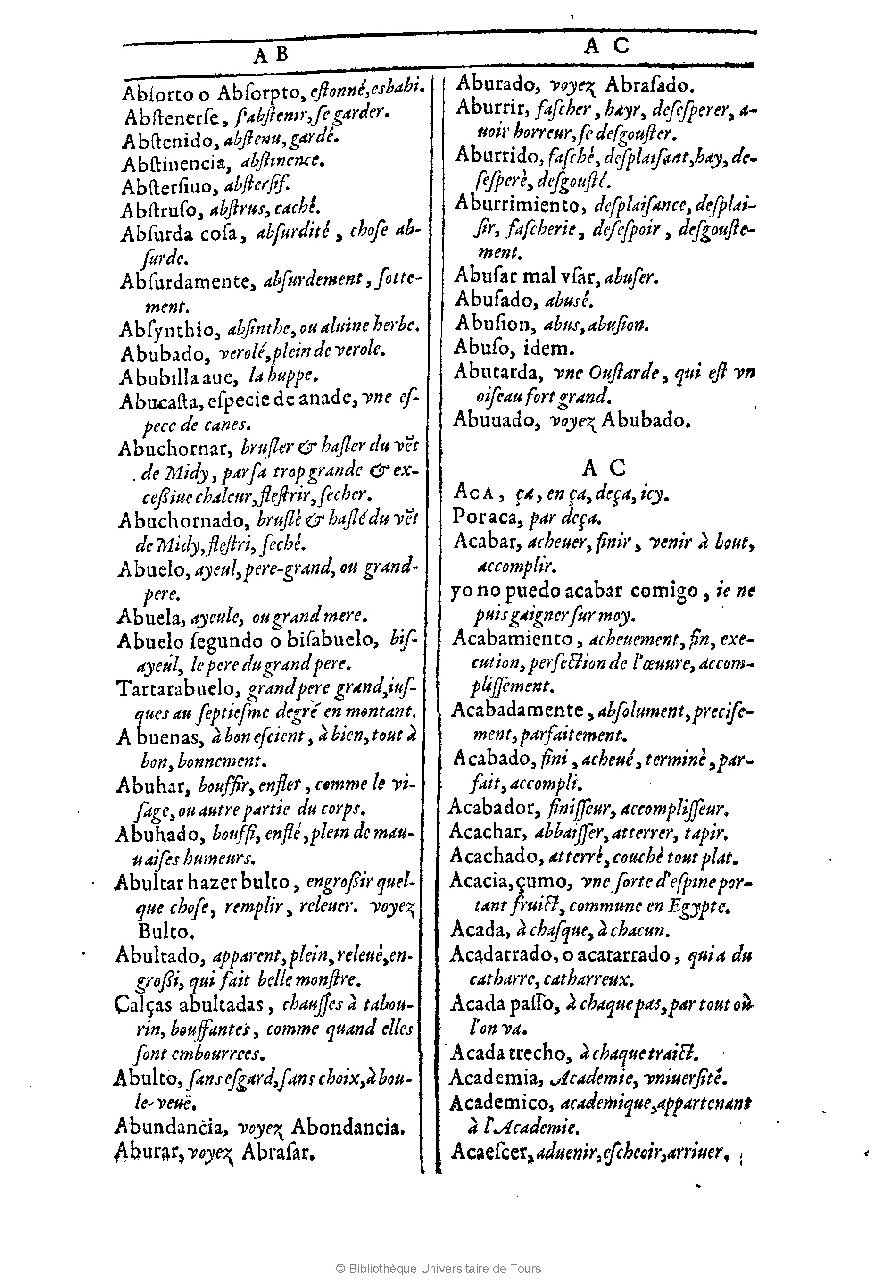 1607 - Marc Orry - Trésor des deux langues espagnole et française (Première et Seconde parties) - BU Tours