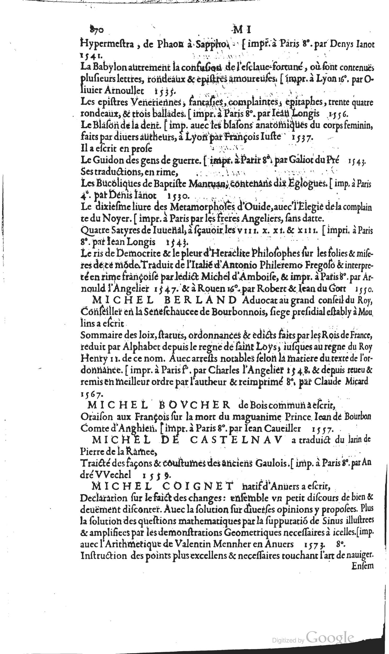 1585 - Barthélemy Honorat - Bibliothèques françaises - BSB Munich
