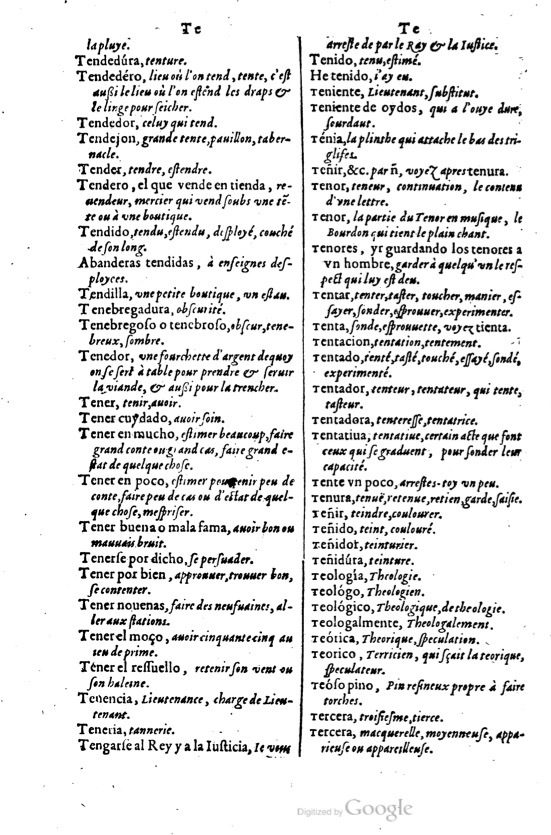 1621 - Adrian Tiffaine - Trésor des deux langues espagnole et française - BM Lyon