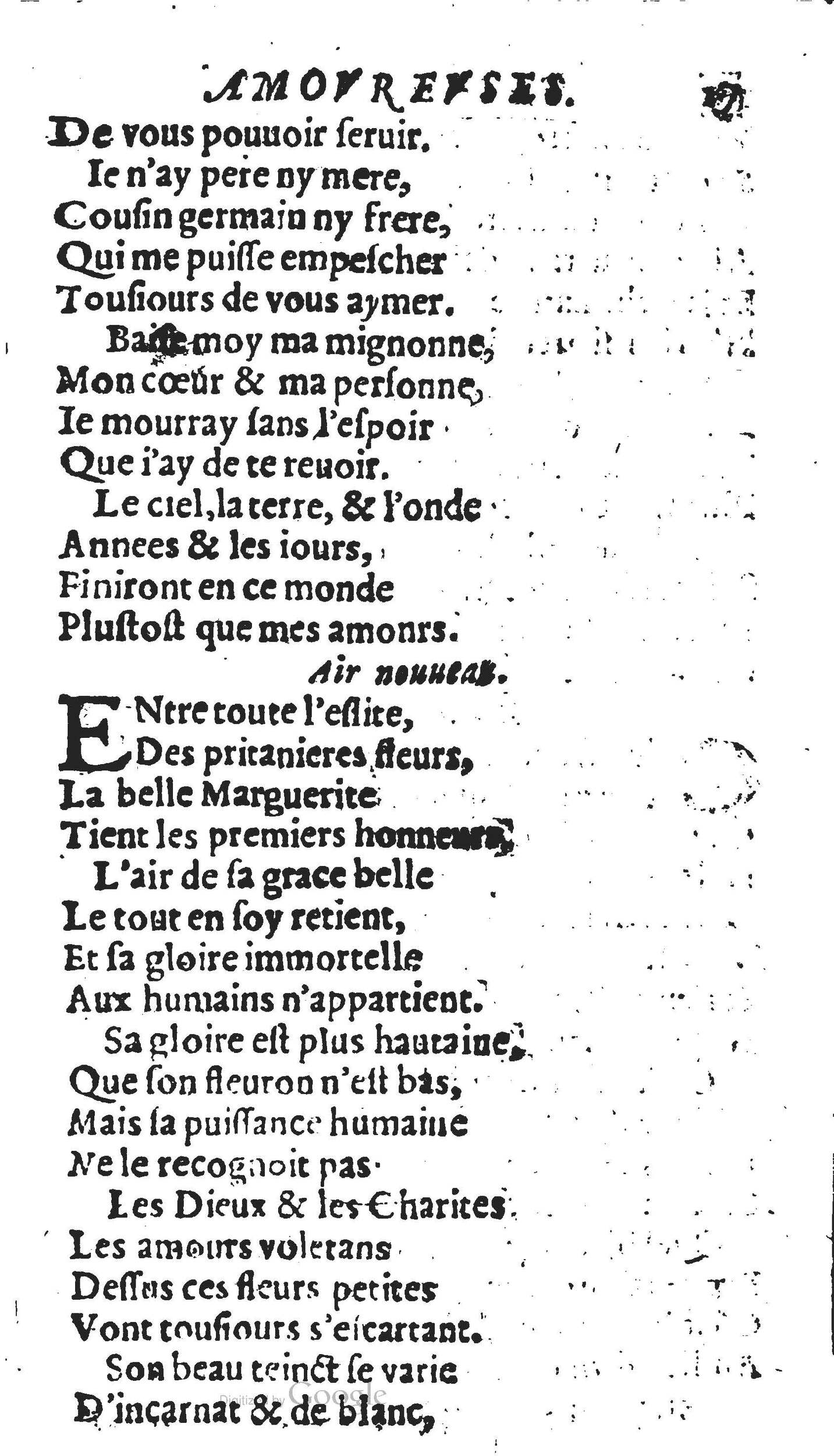 1606 - Théodore Reinsart - Trésor des chansons amoureuses recueillies des plus excellents airs de cour - Livre II - NK ČR Prague
