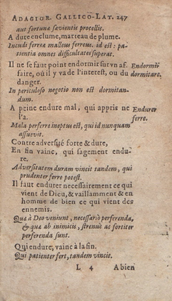 1612 - Dominicus Custos - Trésor des proverbes français  - Bibliopol-Olomuc