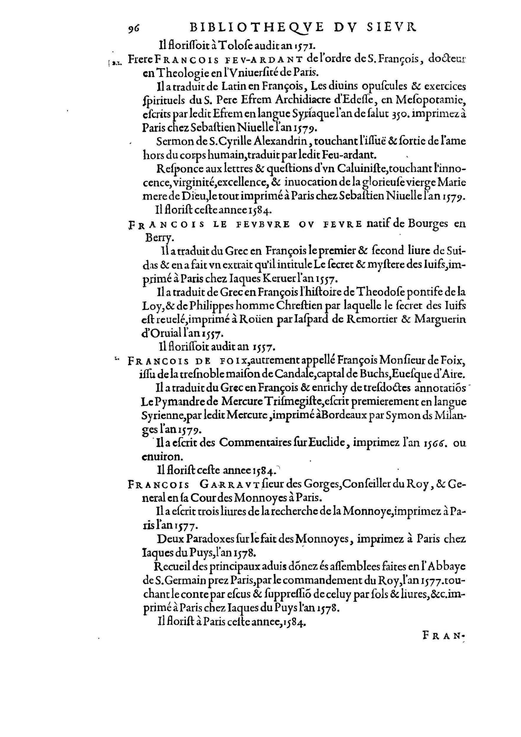 1584 - Abel L&#039;Angelier - Bibliothèques françaises - BnF
