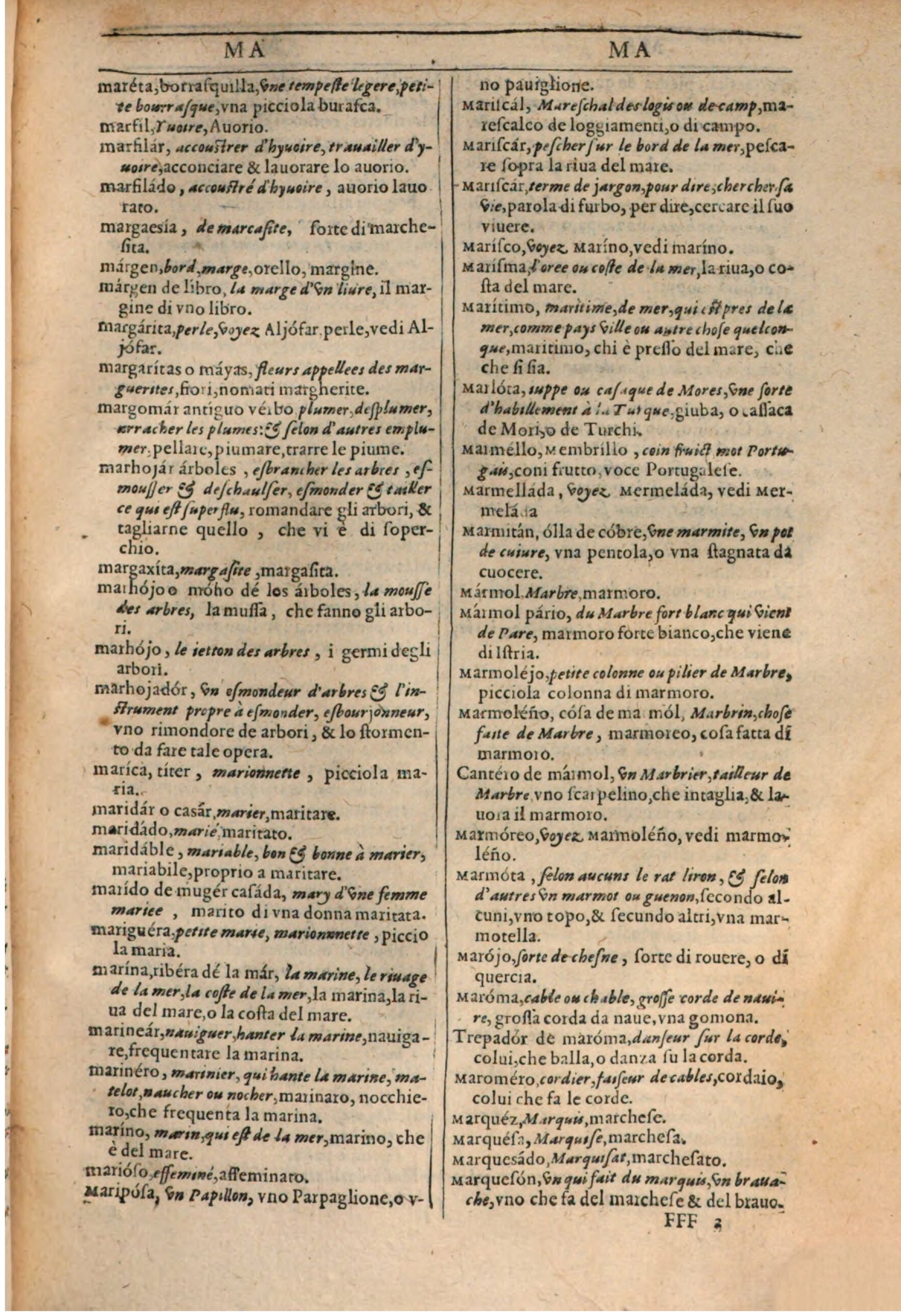 1609 - Philippe Albert et Alexandre Pernet - Trésor des trois langues française, italienne et espagnole (Première partie) - BSB Munich