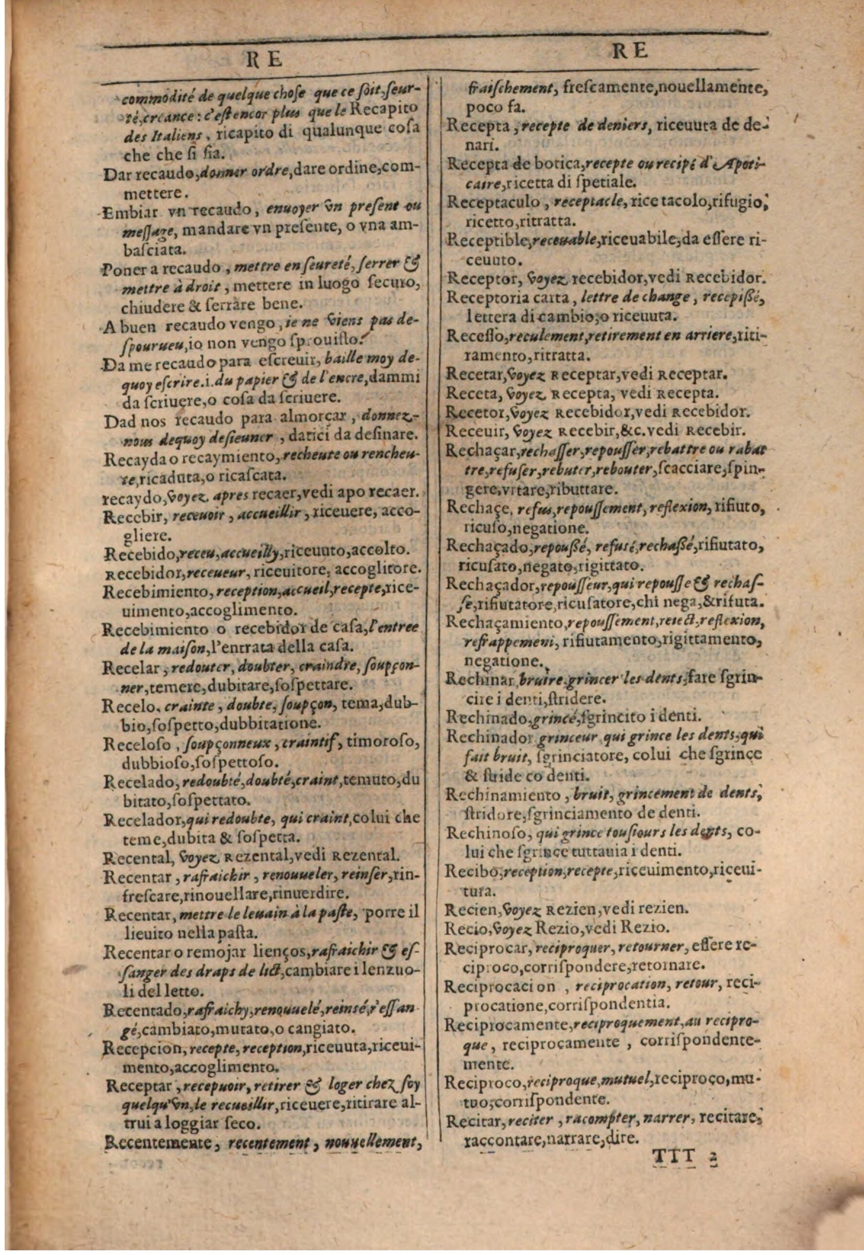 1609 - Philippe Albert et Alexandre Pernet - Trésor des trois langues française, italienne et espagnole (Première partie) - BSB Munich 1609 - Philippe Albert et Alexandre Pernet - Trésor des trois langues française, italienne et espagnole (Première partie) - BSB Munich